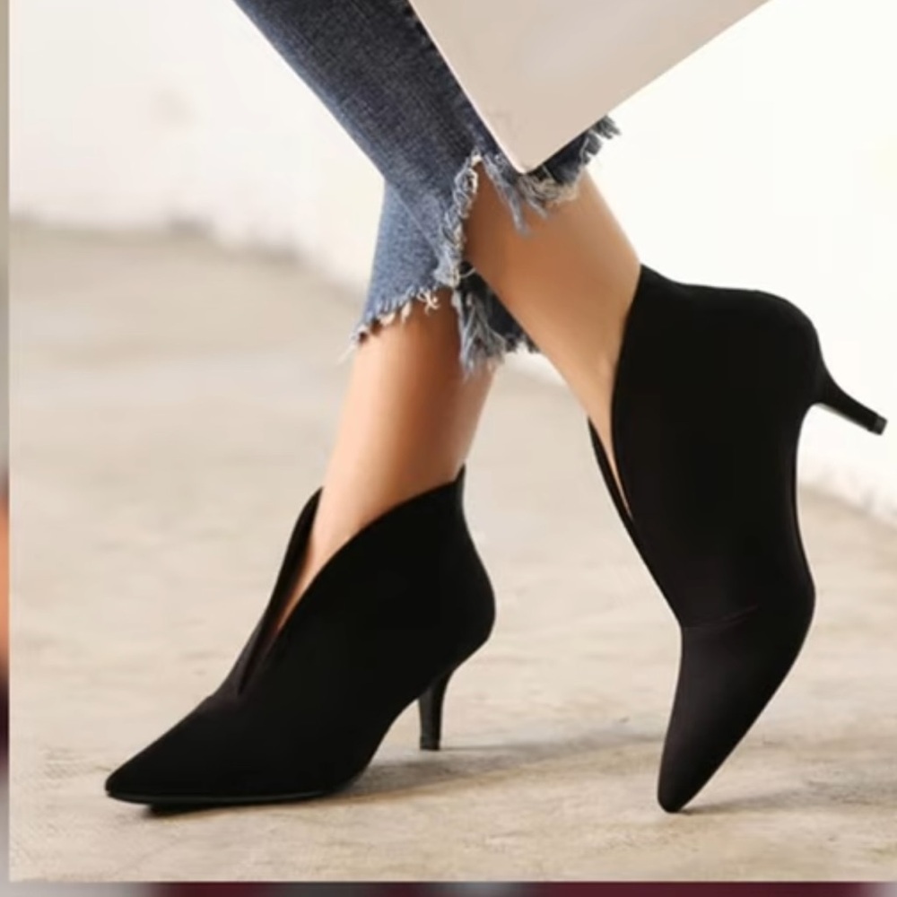 Sleek Black Ankle Booties with Pointed Toe